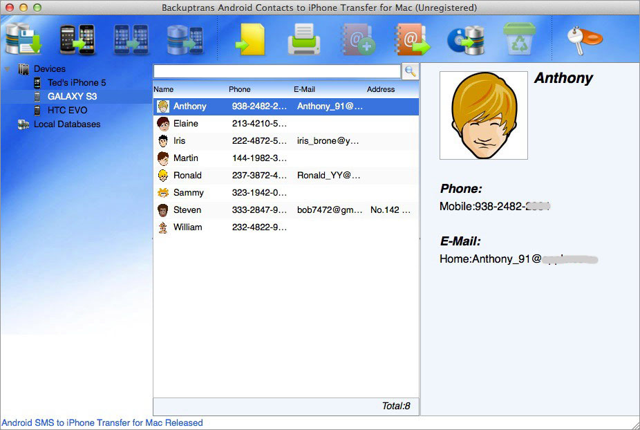 Mac Android Contacts to iPhone Transfer 3.1.5 full