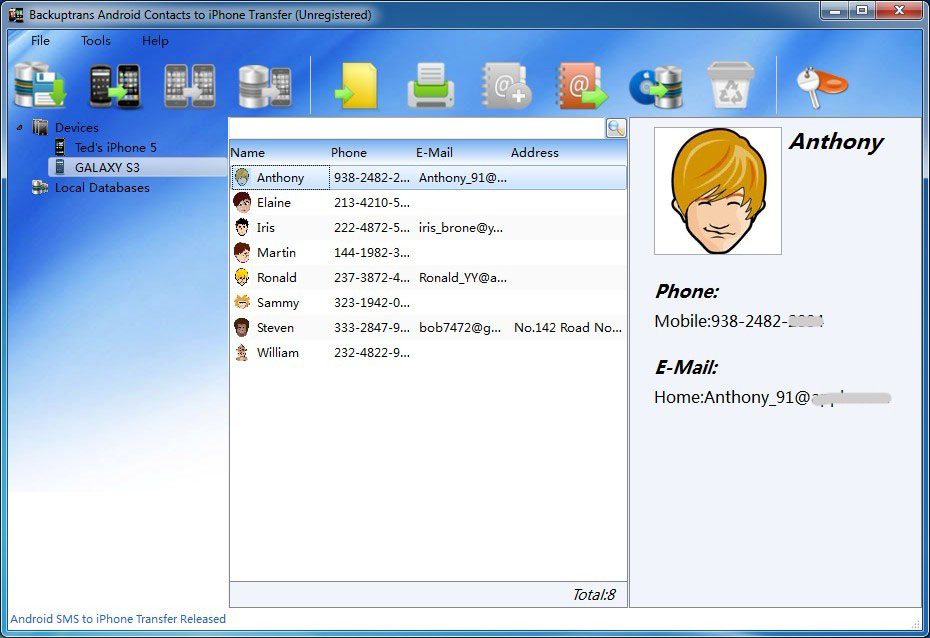 Screenshot for Android Contacts to iPhone Transfer 3.0.1