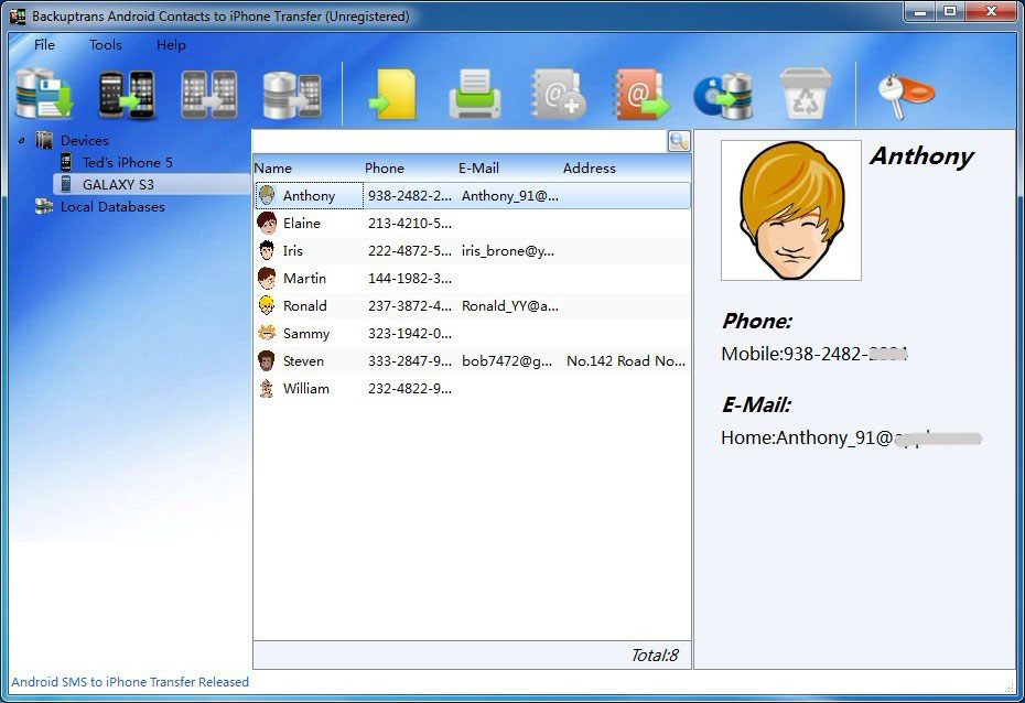 Android Contacts to iPhone Transfer 3.1.5