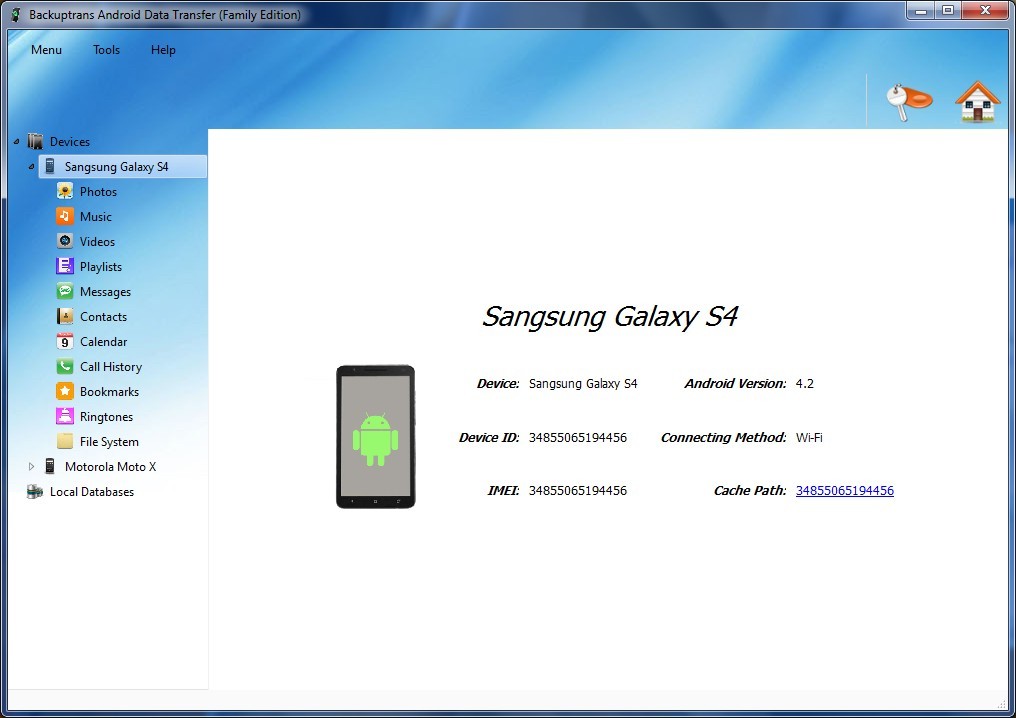 Backuptrans Android Data Transfer software