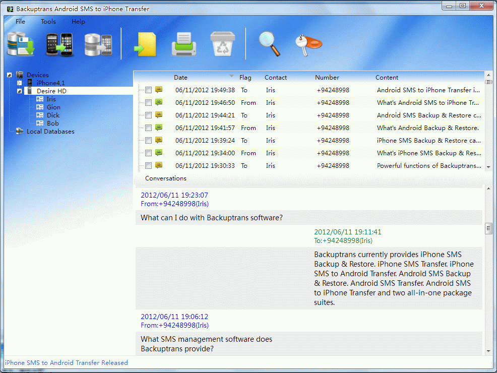 Click to view Android SMS to iPhone Transfer 2.6.01 screenshot