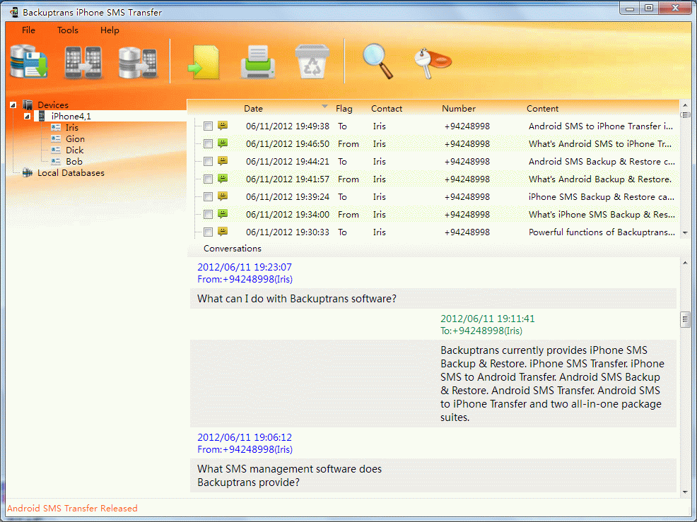 Backuptrans iPhone SMS Transfer 2.14.01