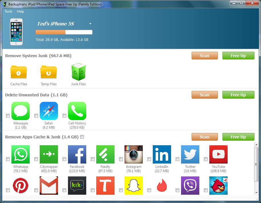 Windows 7 iPod/iPhone/iPad Space Free Up 3.1.01 full