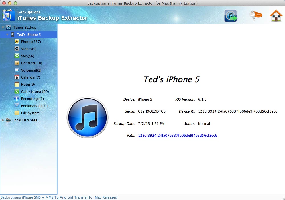 iTunes Backup Extractor for Mac 3.1.10 full