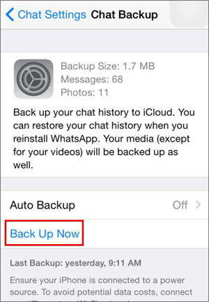 Backup chat to iCloud