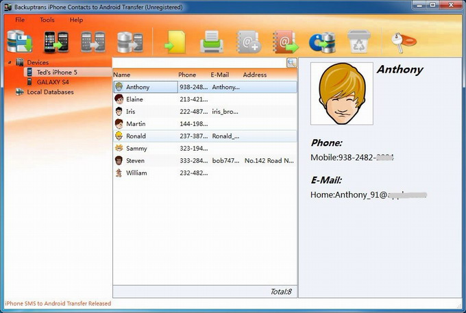 transfer Contacts from iPhone 3GS/4/4S/5 to Galaxy S4 main