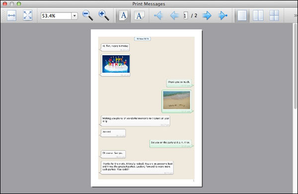 Preview before Printing iPhone WhatsApp Messages