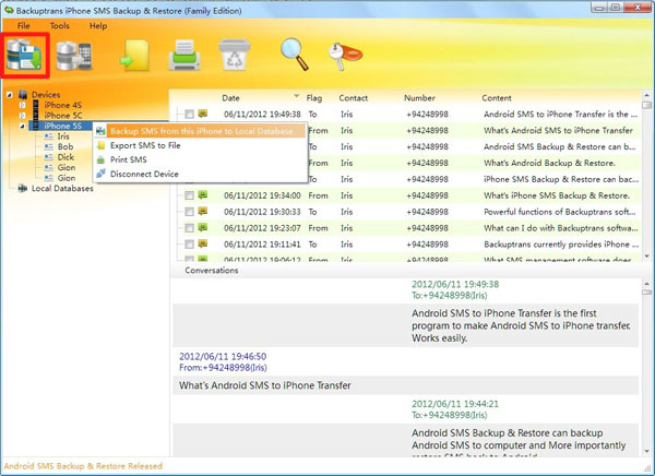 Backup iPhone 5S/5C SMS on Computer