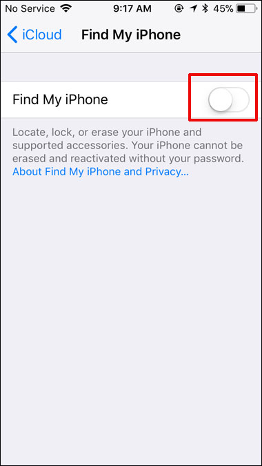 How to disable Find My iPhone