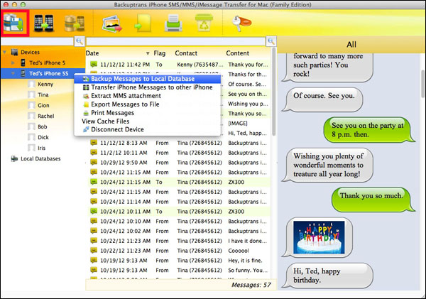 Backup all iPhone SMS, MMS, iMessage to Mac