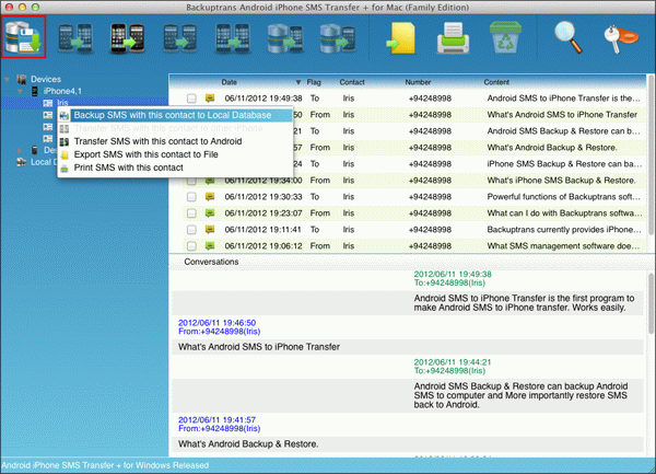 Backup text messages with a single contact from iPhone to Mac