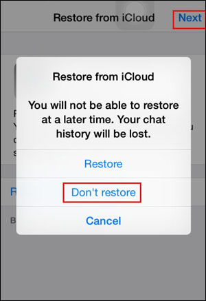 Don't restore from iCloud
