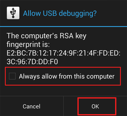 enable USB debugging on Android for Backuptrans