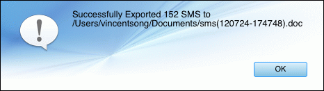 exported Android SMS to document file on Mac successfully