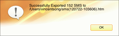 export iPhone SMS to file successfully