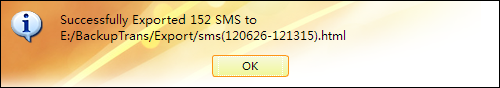 export iPhone SMS to document file successfully