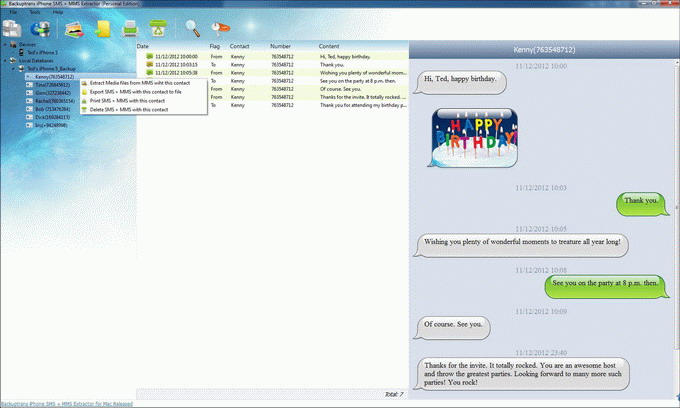 extract iPhone SMS/MMS from iTunes backup successfully