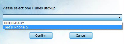 choose an iTunes backup to extract SMS/MMS