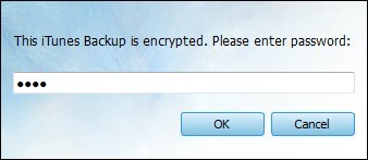 Enter password to Extract & recover iPhone data from encrypted iTunes backup files