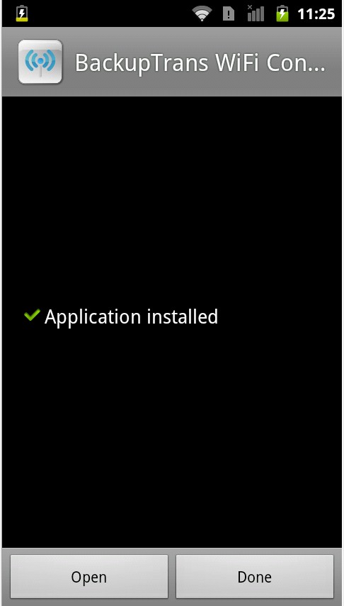 Install Backuptrans WiFi Connection on Android