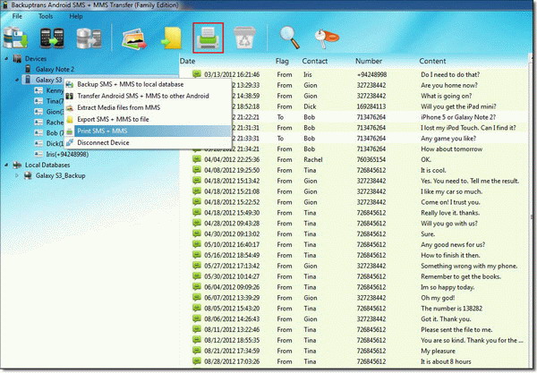 print all Android SMS and MMS on computer