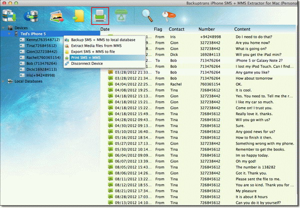 print all SMS MMS messages from iPhone on Mac
