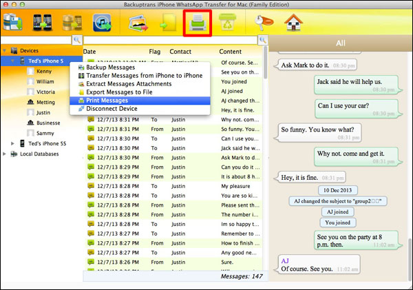 Print all WhatsApp Messages from iPhone on Mac