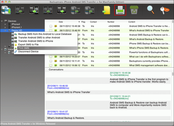 Print all Android SMS messages on Mac