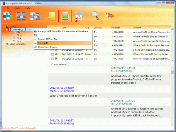 print all SMS from iPhone on computer