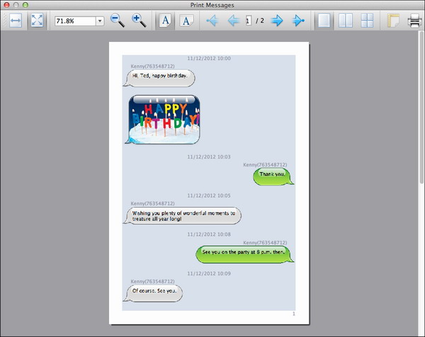 preview before printing SMS MMS messages from iPhone on Mac