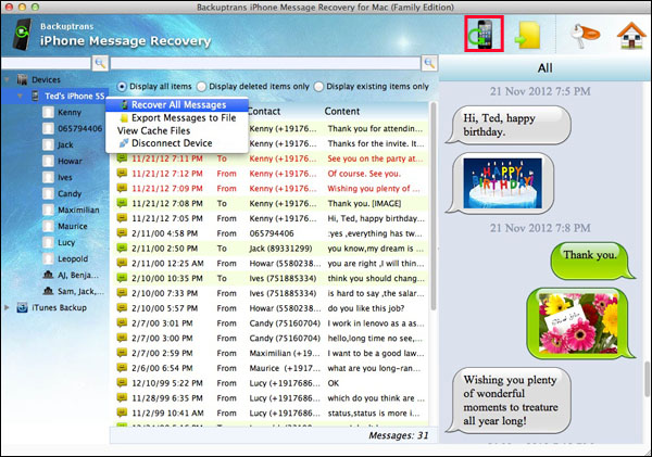 Recover All iPhone Deleted Messages without backup on Mac
