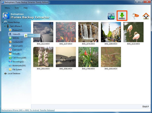 Extract lost iPhone Videos from iTunes Backup