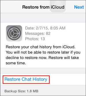 Restore from iCloud