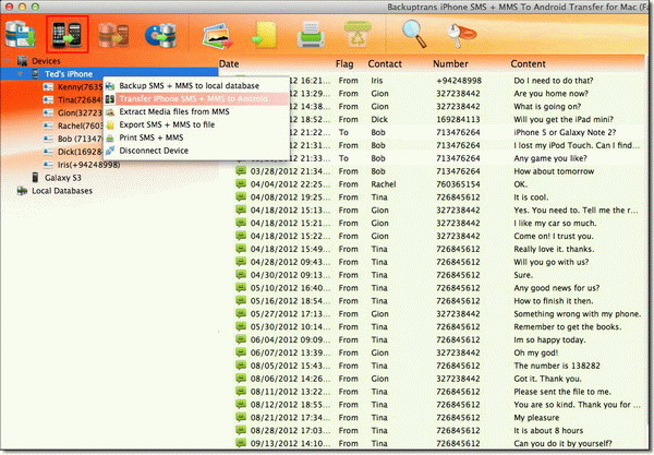 Transfer all iPhone SMS and MMS to Android on Mac