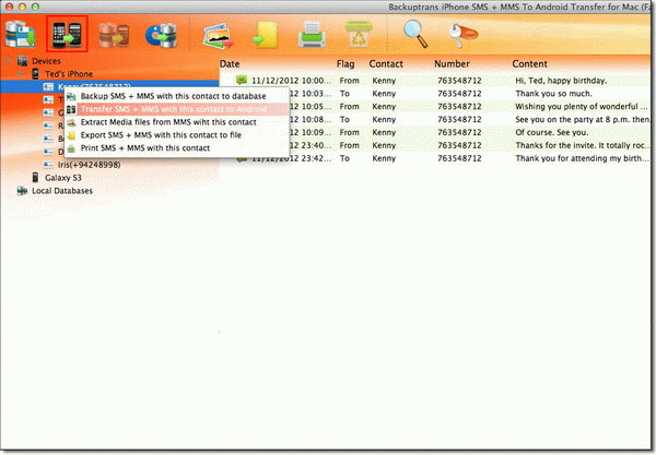 Transfer iPhone SMS and MMS with single contact to Android on Mac