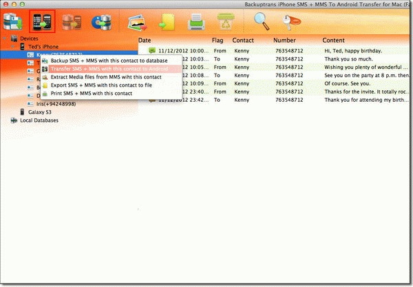Transfer iPhone SMS and MMS with single contact to Android on Mac