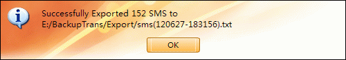 transfer iPhone SMS to document file successfully