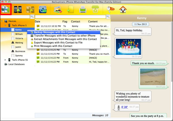 Transfer certain WhatsApp Chat History from iPhone to Mac