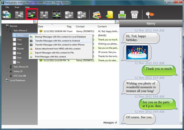 Transfer Selected SMS MMS Messages from iPhone to Android