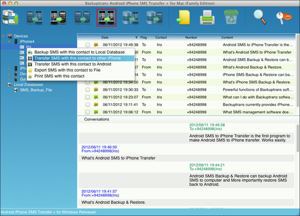Transfer text messages with single contact from iPhone to iPhone on Mac