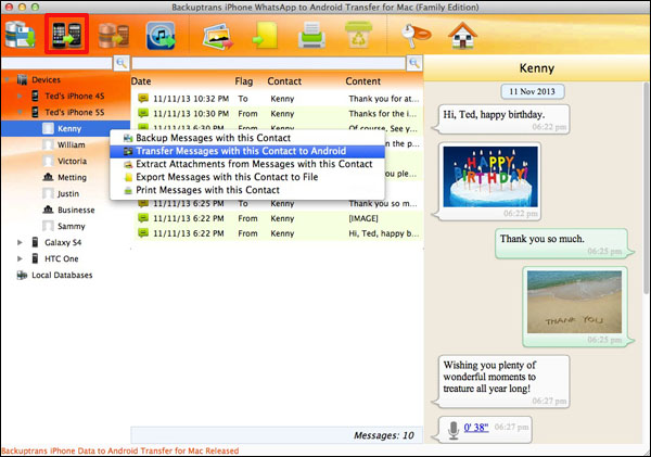 Transfer iPhone WhatsApp Chat History to Android on Mac